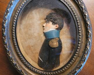 Early 19th century small framed bas relief bust