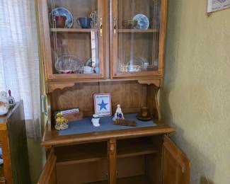 China cabinet with matching buffet. Vintage avon pieces in Photo. Wisconsin Cheese wooden box