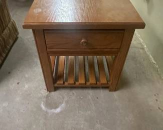 Solid wood end table.