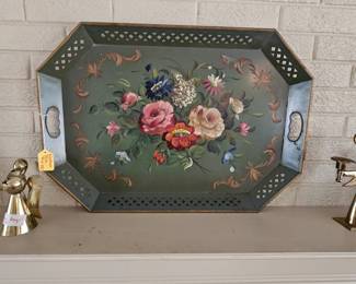 Beautiful large tole metal tray