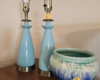 MCM turquoise lamps 
