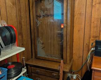 Gun Cabinet with Duck Motiff...don't forget to ask for key at checkout desk