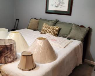 This is the king sized bed with heart shaped headboard (covered by pillows),  Great, Unique shades.