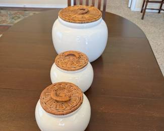 Large White Ceramic Jars with Lids