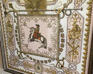 Hermes's FRAMED. "Ludovicus Magnus" 100% Silk Scarf Under Glass!! 35 x35 ( not including frame!)
