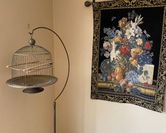 Vintage Bird Cage/Stand/ Tapestry