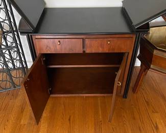Century Furniture. Cherry Wood/Black. Serving/Portable On Wheels