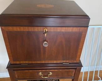 Henkel Harris Federal Style Mahogany Inlay Silver Chest with key