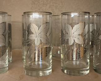 Libby Silver Leaf Vintage Tumblers, Set of Eight