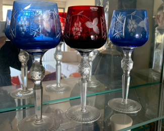 Hortensia Cut Crystal Polish Wine Glasses