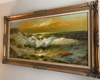 Jerome Stevens Ocean Waves Crashing Seascape Oil Painting, Large
