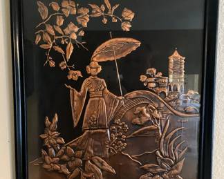 Vintage Copper Asian Inspired Art