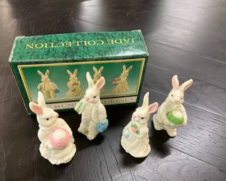 Jade Collection Porcelain Easter Bunny Figurines