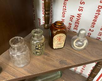 Carter's Ink Glass Bottle - Ink Bottle - Levi Garrett & Sons Tobaccco Scotch & Snuff Bottle - Wheaton Scientific Alcohol Burner 