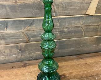 Italian Green Glass Candlestick Holder