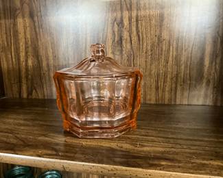 Indiana Glass Concord Pink Octagon Candy Dish w/Lid