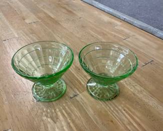 Green Uranium Glass Sherbert Cups