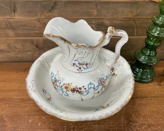 Porcelain Water Pitcher & Basin Set