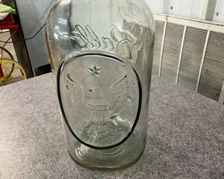 Ideal Ball Glass Mason Jar w/Eagle & Star