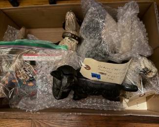 Cast iron terrier dog statues. 