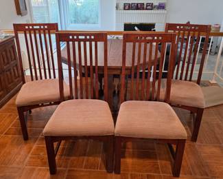 Padded wooden dining chairs