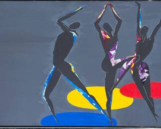 Large oil painting of dancers. 