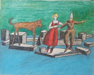 Pierre Picot. Pastel on paper. One of 2.