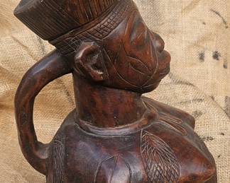 Antique African hand carved Mangbetu pitcher