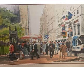 Large Arne Westerman painting of Wall St.