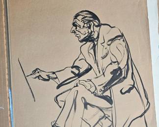 Emil Kosa Jr. Ink drawing of Hans Burkhardt painting.