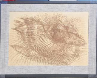 Emil Kosa Jr. Large conte crayon drawing.