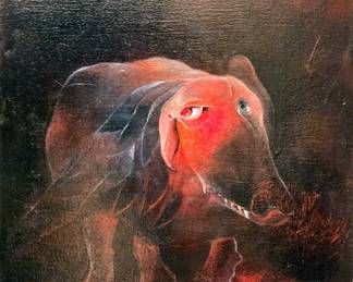 Kathryn Jacobi 30" x 24" oil. "Bird Dog".