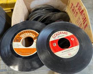 Vintage rock 45RPM records. 