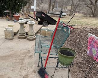 Metal glider. Yard decor. 