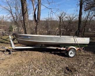 14 ft. Alumacraft boat on Shore lander trailer. Minnkota 55lb trolling motor. No battery. Available for early sale before the barn sale. Contact Lynn: 402-350-9677.  