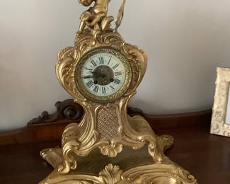 Antique French Clock with a uranium porcelain face from 1886 - H RICNDEI Measures ( WxDxH ) 16 1/2”x 11 1/2”x 21”
