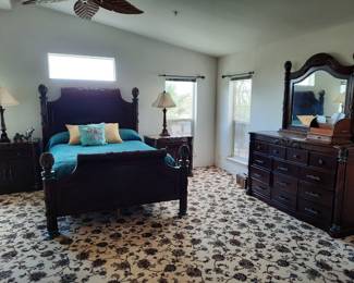 5 piece solid wood bedroom set, see matching high boy, mattress not included