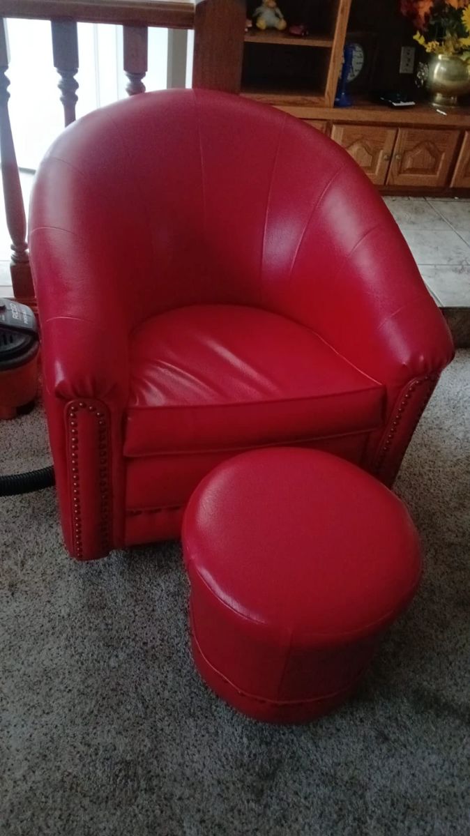 Red Barrel Chair with Ottoman