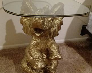 Elephant Side Table with Glass Top