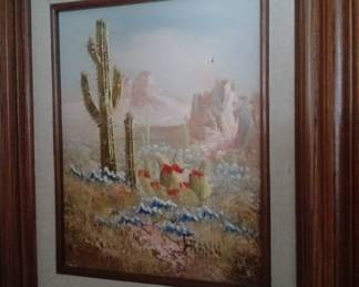 Beautiful Framed Painting of the Arizona Desert.