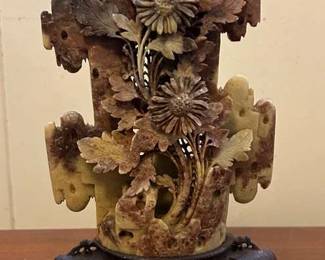 PPE267- Vintage Soapstone Floral Carving