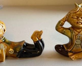 PPE209 Japanese Kutani Figurines, Hand-Painted, "Nagasaki Sansai"