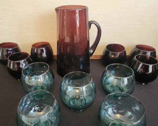 PPE103 - Burgundy and Sea Green Colored Glassware 