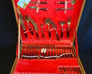 PPE334- Vintage Bronze Flatware Set, Mini Bronze Set, And Nickel Bronze Spoons