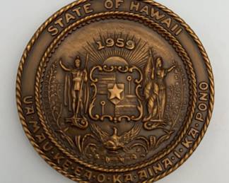 PPE409-Bronze State of Hawaii Statehood Medallion 