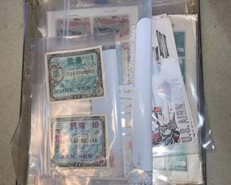 PPE021 Large Collection of Vintage Ryukyu Stamps, Postcards, and Currencies