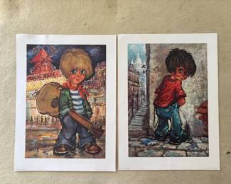 PPE290 Pair Vintage Big Eye Boy Posters