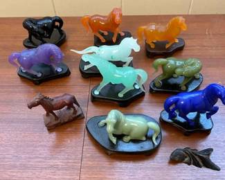 PPE275- Carved Stone Horses 