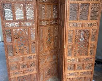 PPE341 Large Hand Carved Wood Room Divider