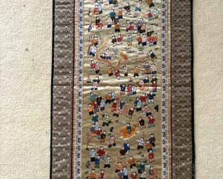 PPE317 Antique Chinese Silk Embroidery Panel 